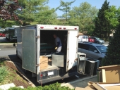 Heating, Air conditioning, HVAC services in Maryland and Northern Virginia Inside look of our close container truck while doing HVAC Installation System for Office